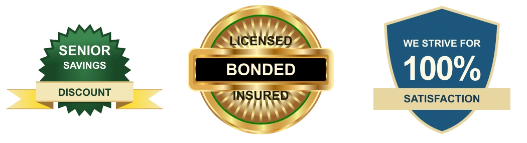 Senior discount. Licensed, bonded and insured. We strive for 100% satisfaction.
