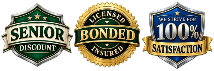 Senior discount. Licensed, bonded and insured. We strive for 100% satisfaction.