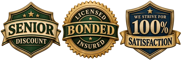 Senior discount. Licensed, bonded and insured. We strive for 100% satisfaction.